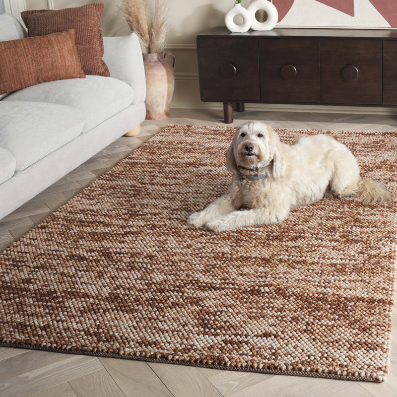 425 Handwoven Wool/Cotton/Polyester No Pattern Indoor Use Only Rug in Rust/Brown, Rectangle 5' x 8'