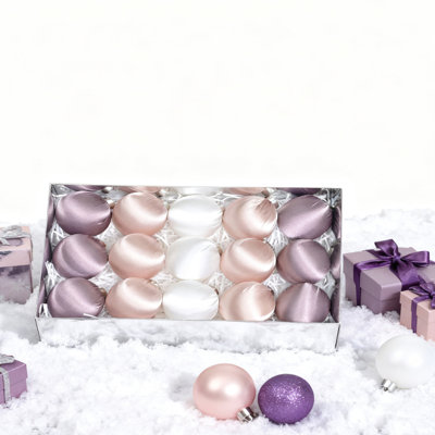 15 Pcs Satin Christmas Balls 3.15 Inch Christmas Tree Ball Ornaments Satin Plastic Xmas Decorative for DIY Xmas Holiday Party Indoor Decorations