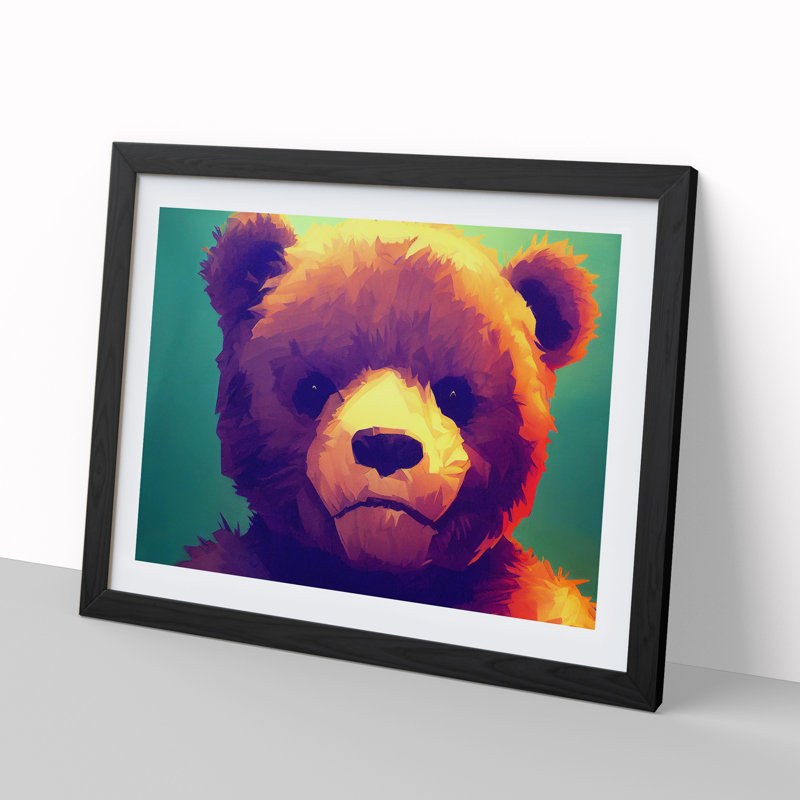 Teddy Bear - Single Picture Frame Print, Black, 46cm H x 64cm W