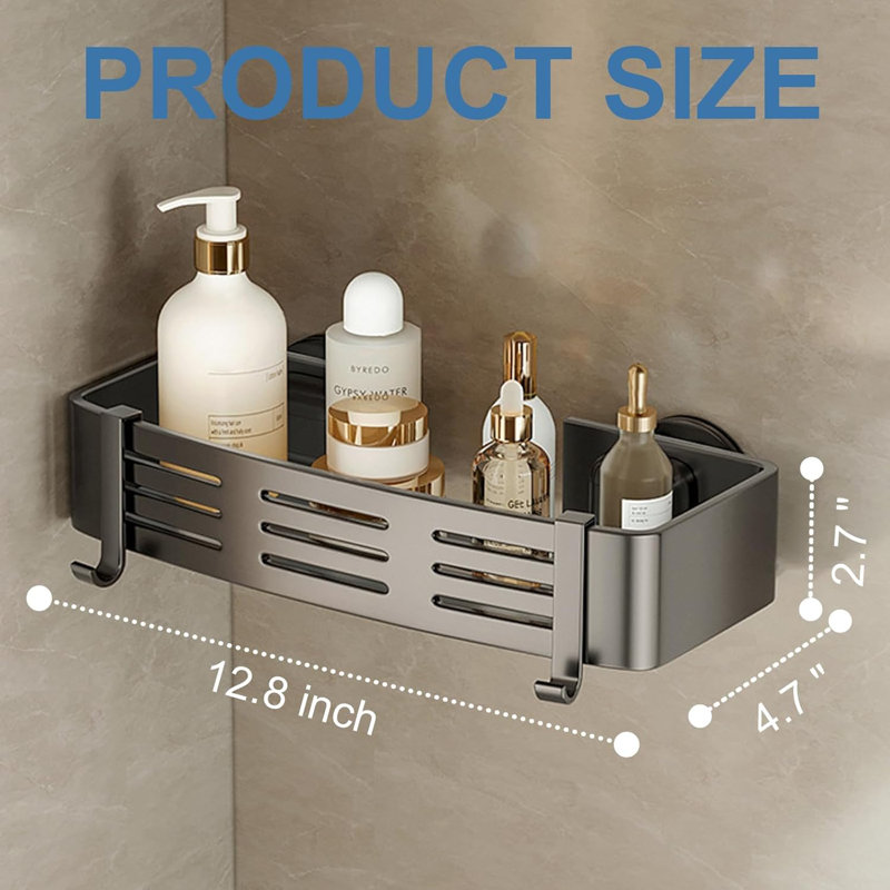 Serviteur de douche à ventouse 2 pièces, tablettes de douche à ventouse très robustes avec crochets