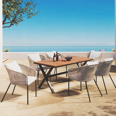 Ensemble de salle à manger 7 pièces, ensemble de meubles d'extérieur toutes saisons avec table et chaises