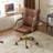23.2''W Luxury Faux Leather Brown Office Chair with Padded Arms-1168926806
