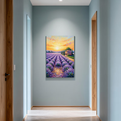 Paysage et nature, champ de lavande, coucher de soleil