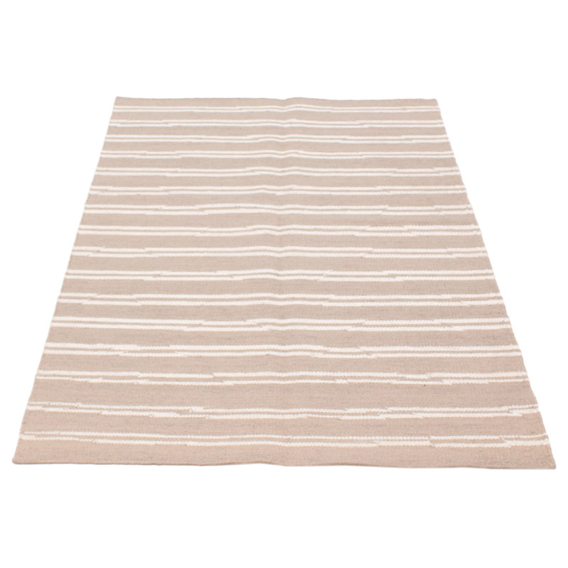 Tapis unique en laine taupe 5 pi x 8 pi Hrishik