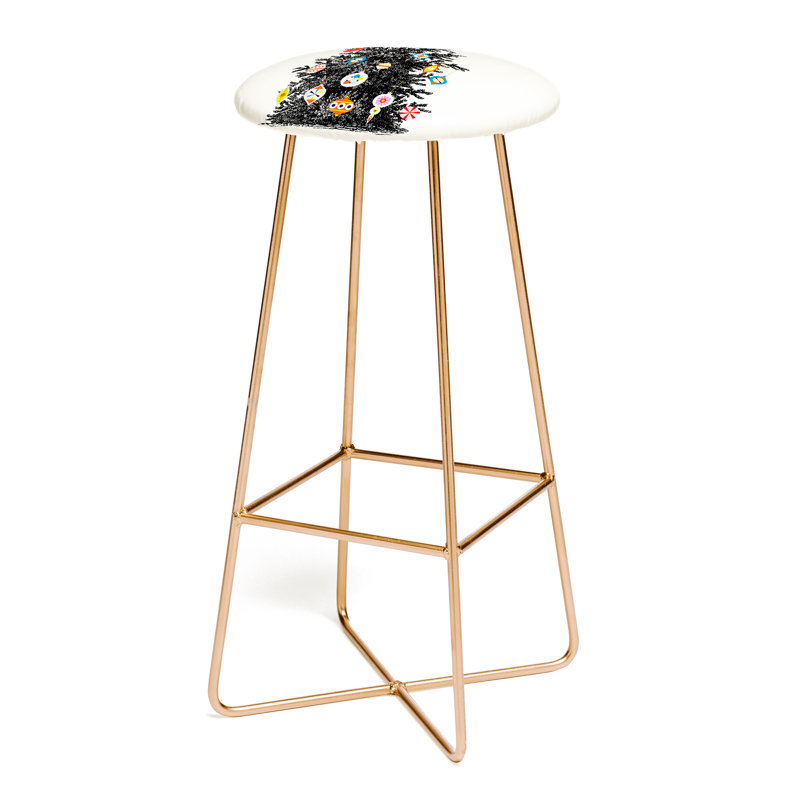 Dorothi Upholstered Counter Stool with Metal Frame, Gold