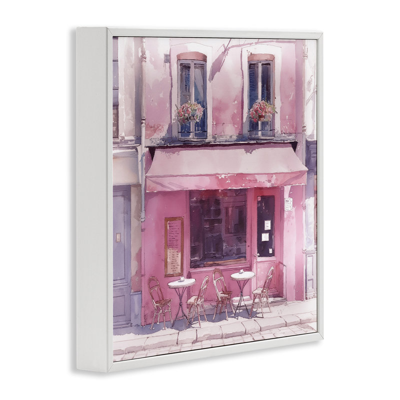 «Pinkish Delight Café», art de la giclée encadrée par Steve Hunziker, H 12 po x l 12 po