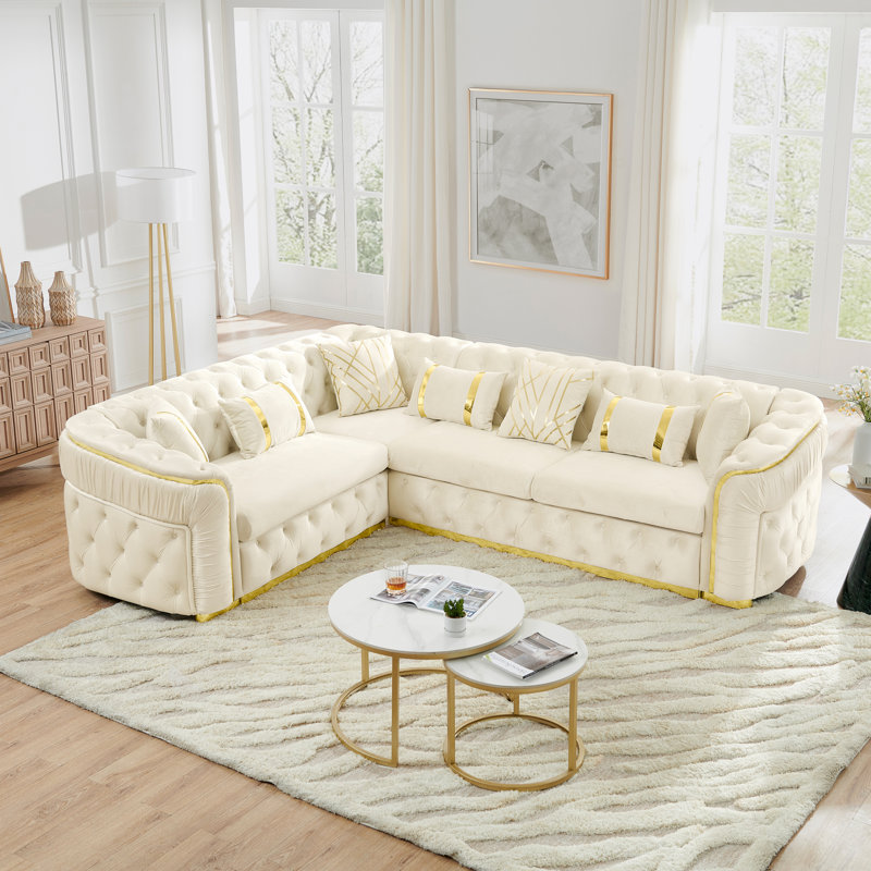 Canapé modulaire luxueux en velours Chesterfield