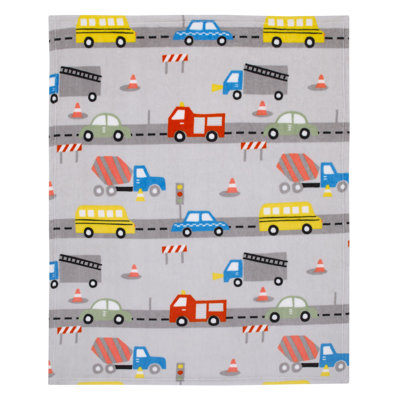 Everything Kids by NoJo Construction Hoye Fire Engines, Dump Trucks, Police Cars and Busses Super Soft Toddler Blanket -  Mason & Marbles, F3E3CF32BA5B48CD9290CF18B762B1CC