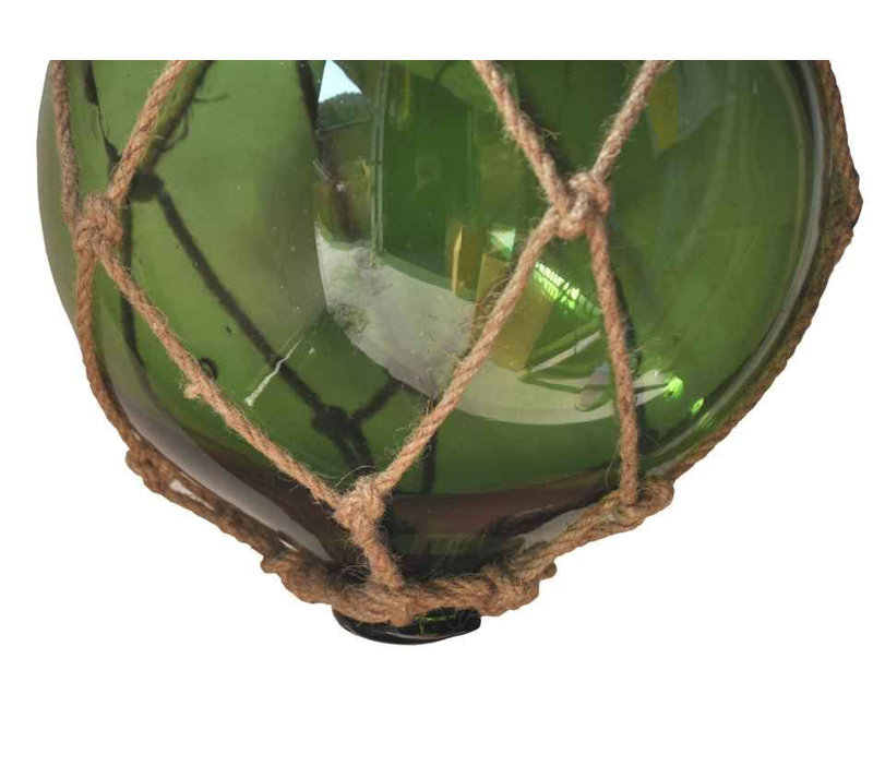 Décoration murale boule flotteur de pêche en verre japonais, H 7 po x l 3 po x P 3 po, Vert / brun