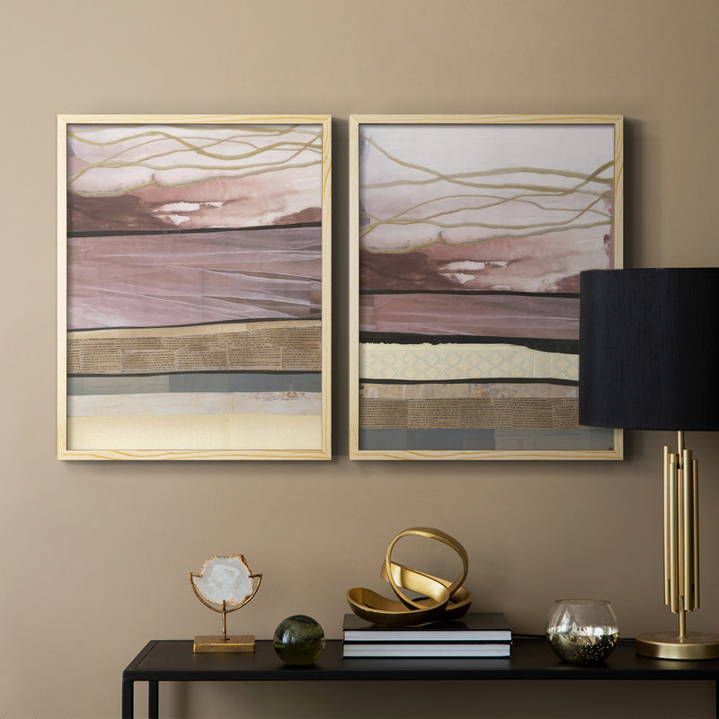 «Waves of Collage I», reproduction encadrée de qualité supérieure - prête à être accrochée - aucun clou requis - aucun clou requis