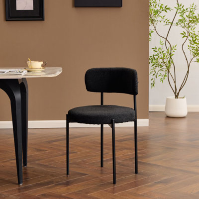 Modern Drexel Solid Back Boucle Side Chair