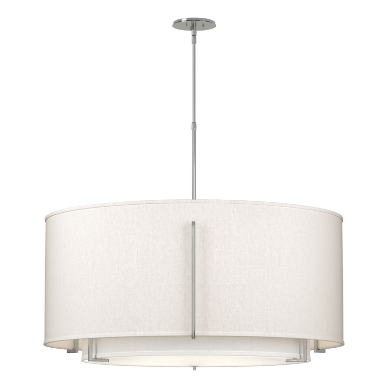 Lustre tambour Exos, Lin, H 54,9 po x l 31,3 po x P 31,3 po, Argenté