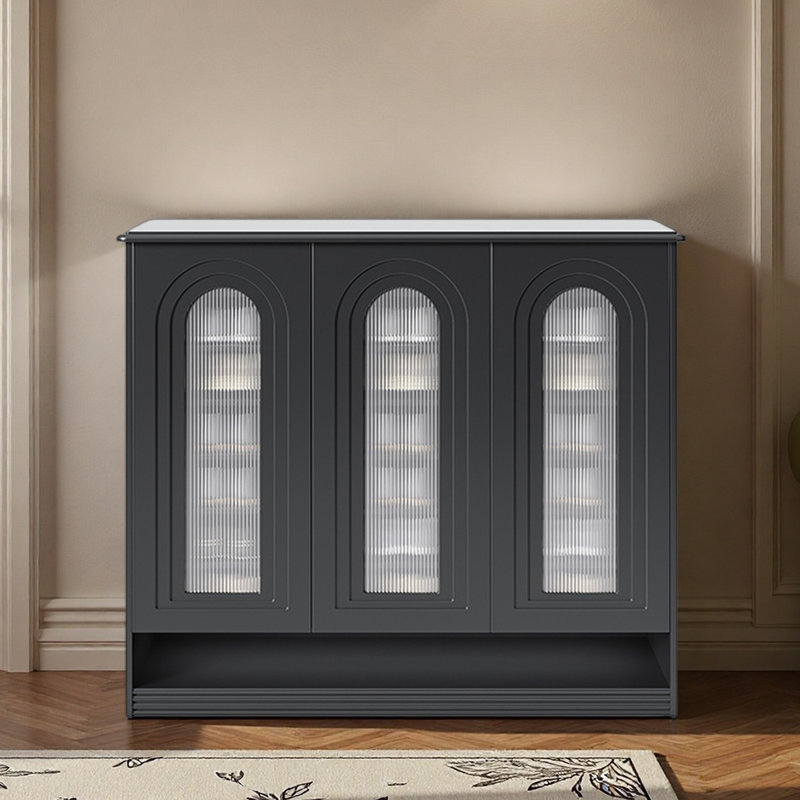 French style fashionable storage shoe cabinet, 40.67" H x 47.24" W x 15.75" D, Black