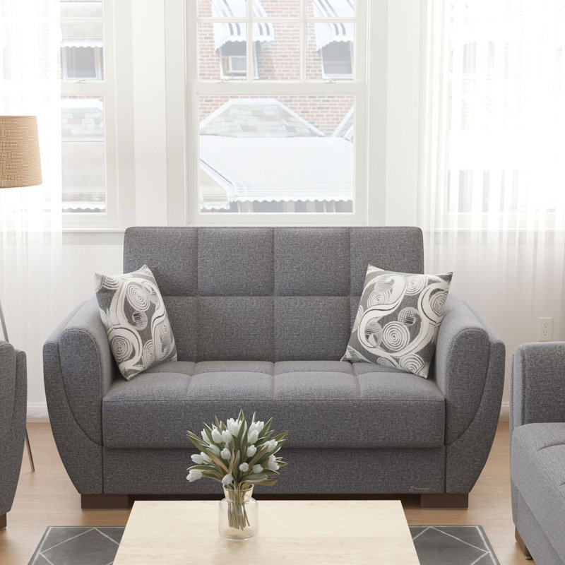 Causeuse convertible avec rangement en polyester gris Primenest Collection Nimbusflow, Polyester gris