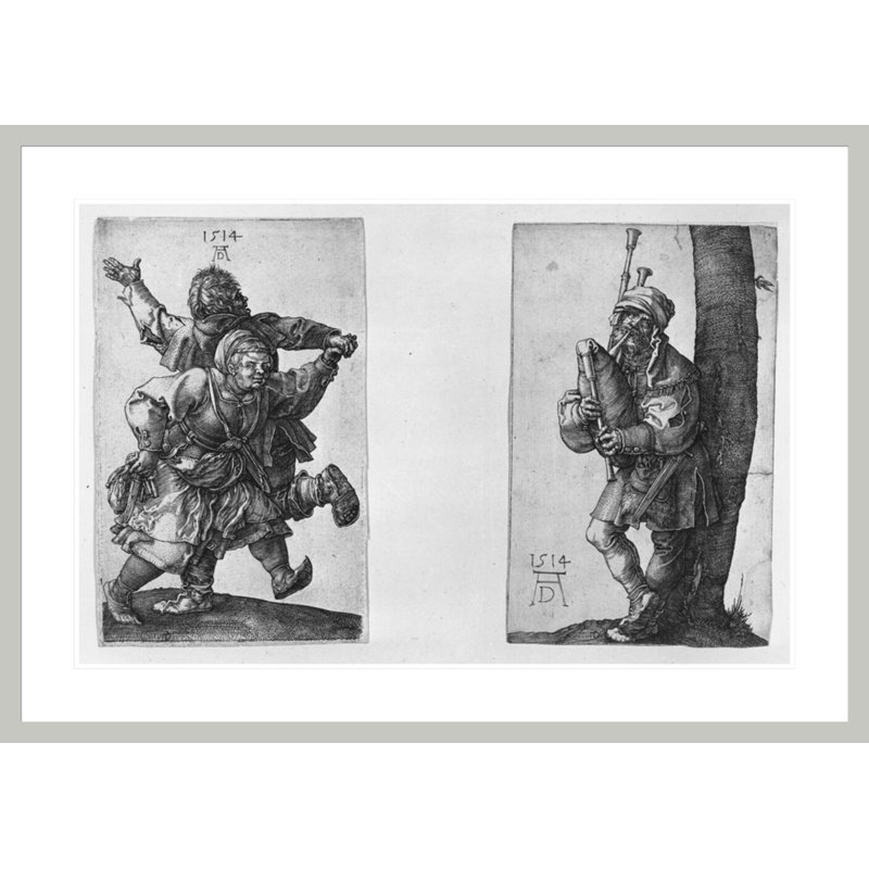 «Dancing Paisants and a Cornemuse» par Albrecht Dürer, impression giclée encadrée, 29.48" H x 41.5" W