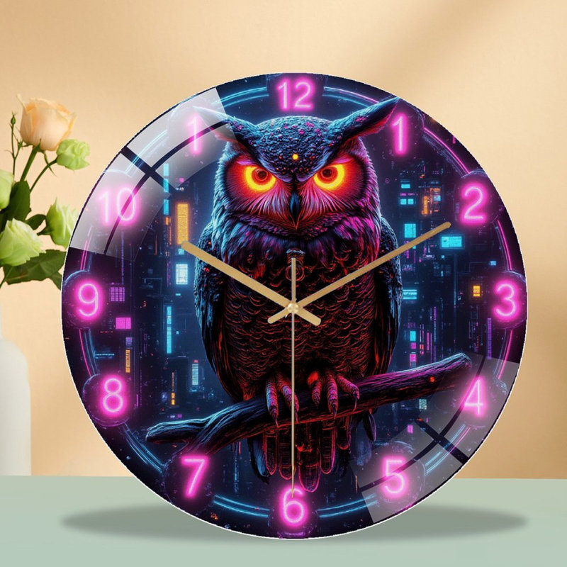 Horloge murale Neon Owl