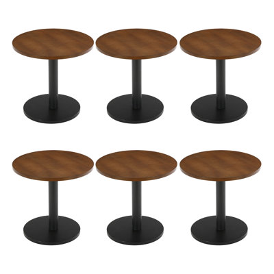 Brown 31.5-Inch Round Solid Wood Tulip Dining Table for 4-6, Modern Kitchen Table with Black Metal Pedestal Base, Farmhouse Wood Dinner Bar Height Table for Dining Room, Kitchen & Living Room
