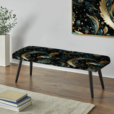 Banc rembourré noir Ikat