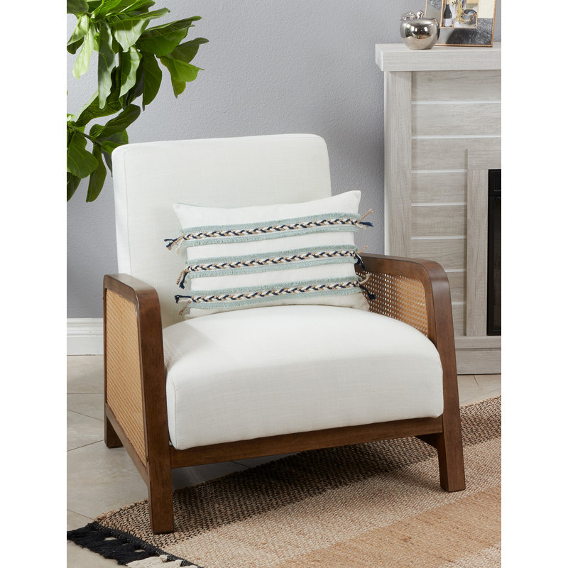 Blue Cotton Braided Cord Applique Decorative Pillow Cover
