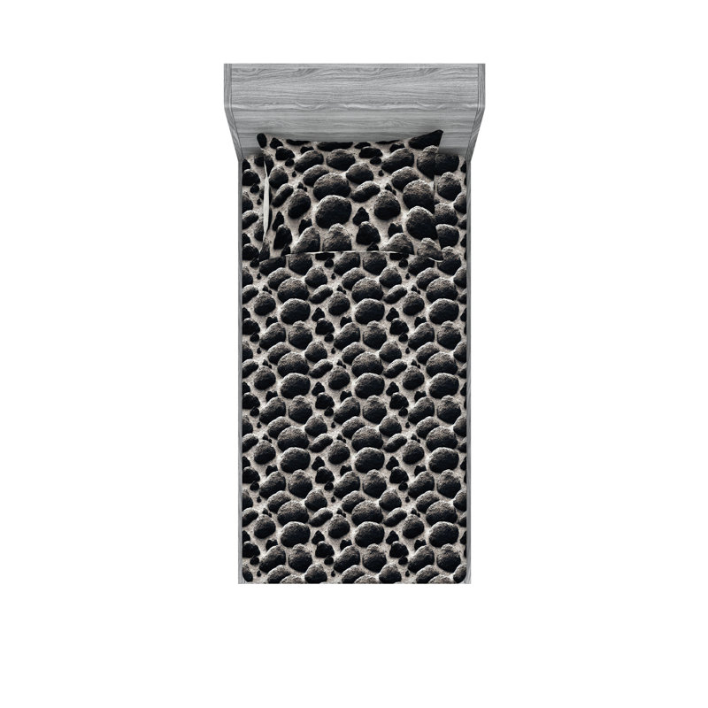 Ensemble de draps et taies décoratives 3 pièces Ambesonne, Ensemble de draps pour lit simple avec 1 taie d'or