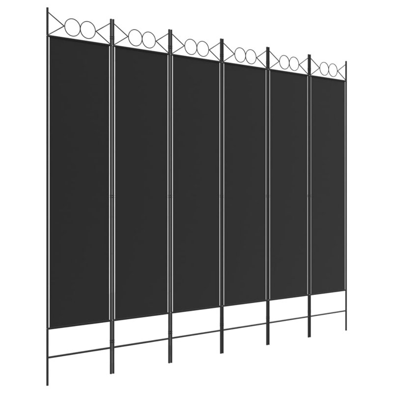 Casida Folding Room Divider, 240 x 200 cm, 6, Black