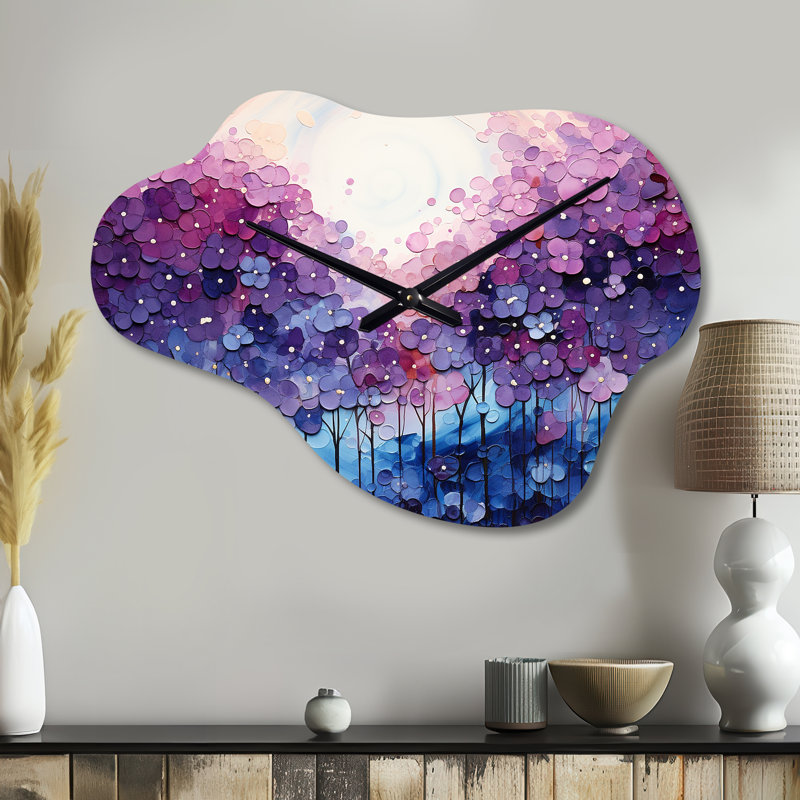 Horloge Indigo Dreams II - paysages en métal, horloge murale asymétrique moderne, Grand