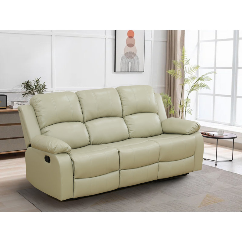 Lysi Faux Leather Recliner, Beige Faux Leather