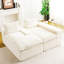 Chaise longue en velours blanc tortue, formes modulables, différentes fonctions, idéale pour recevoir, confort optimal, positions assises en L et droites pour des moments de détente.