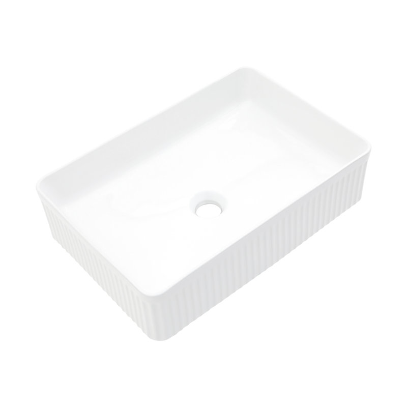 Modern Bathroom Ceramic Vessel Sink - White Rectangular, Stain , Easy Maintenance Rectangular Vessel, Low Water Absorption, Elegant