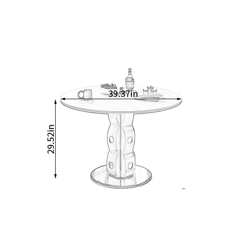 Table ronde Durable Vintage Creative Design, H 29,52 po x L 39,37 po x l 39,37 po