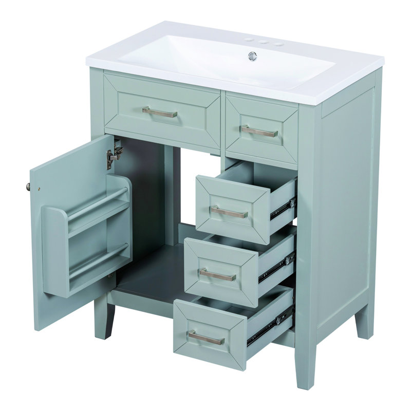 Meuble-lavabo 30 po - Armoire avec vis et tiroir moderne, Green