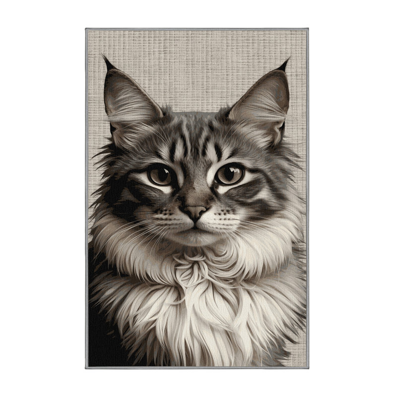 Washable Cymric Cats Area Rug, Rectangle 2' x 3'