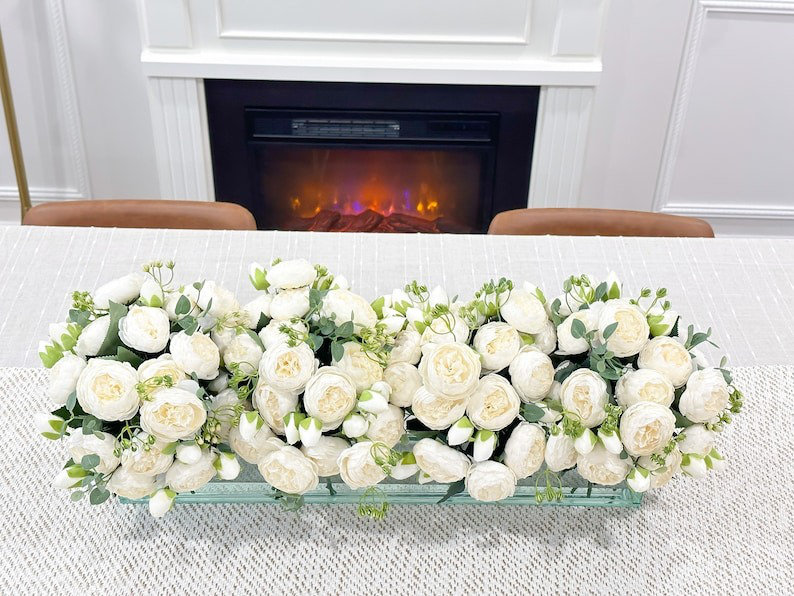 Roses Arrangement in Vase, 24, White