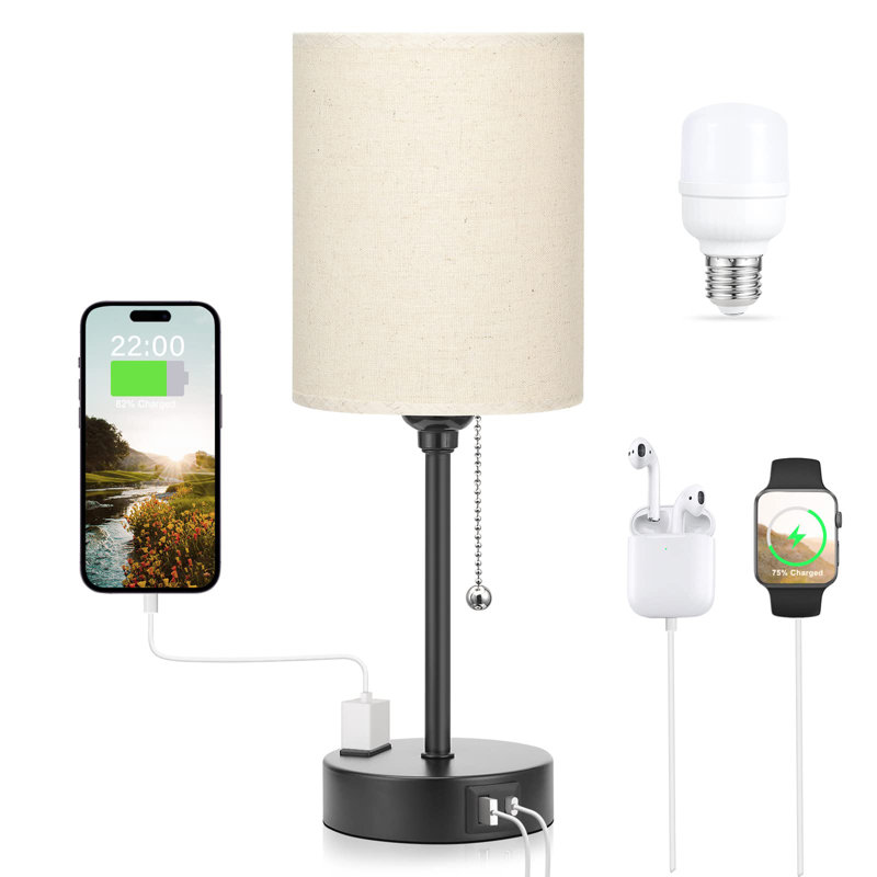 Petite lampe de table de chevet pour la chambre à coucher, Beige, Noir, noir, noir, noir