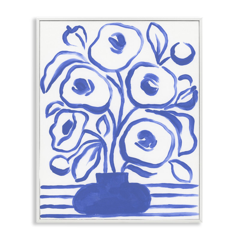 Vase abstrait coquelicot June Erica Vess bg-082, Estampe numérique encadrée blanc bord de mer, H 30 po x l 24 po