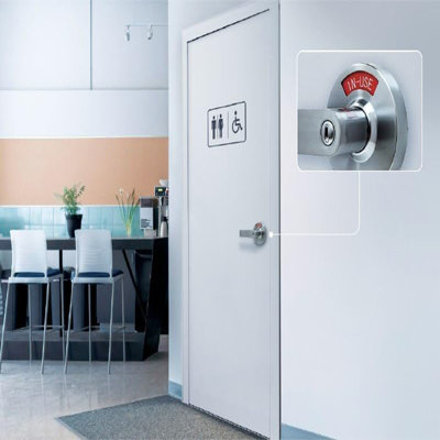 Verrou indicateur de sécurité VIZILOK et levier C3FK, grand indicateur IN-UTILISATION ou vacant, comp ANSI GRADE2 durable, parfait pour les toilettes publiques, y compris les restaurants, les hôpitaux et les cabinets médicaux. Chrome satiné