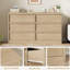 Commode moderne à 6 tiroirs pour chambre à coucher, large commode en bois de chêne naturel avec grand rangement, organisateur robuste à deux rangées pour chambre d'enfant et salon
