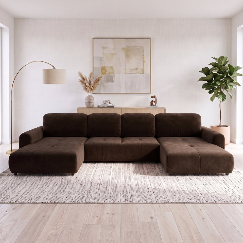 Bingo U-Shaped 6 Seater Sofa Bed, Brown KRONOS 6