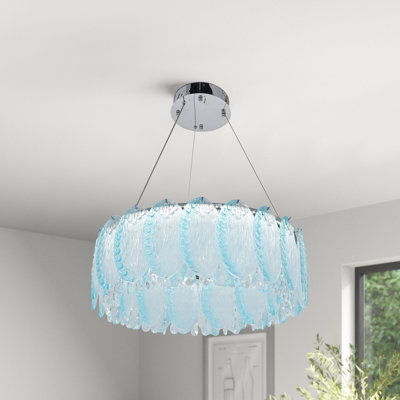 Led Dimmable Blue Glass Crystal Chandelier