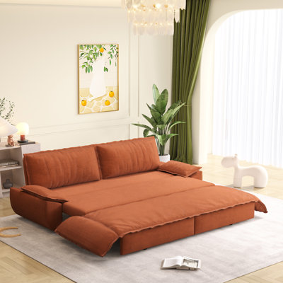 31 velours côtelé orange 31 pouces, 73,2 po de profondeur, idéal pour socialiser un lit, large