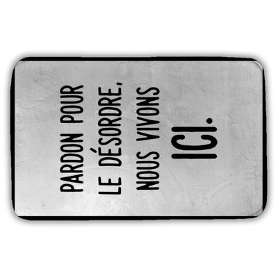 Pardon pour le désordre, nous vivons ici. Bath Mat with Non-Slip Backing - Quick Dry Memory Foam Bathroom Rug - Absorbent - Modern Plush Spa-Style - Machine Washable