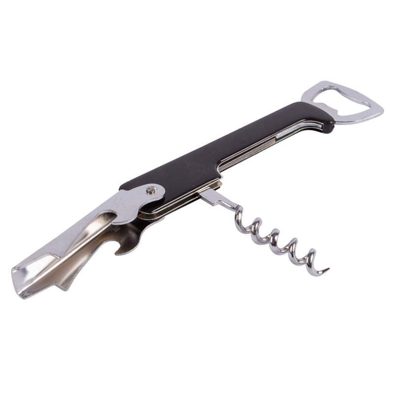  3-in-1 Metal Corkscrew & Bottle Opener - Black