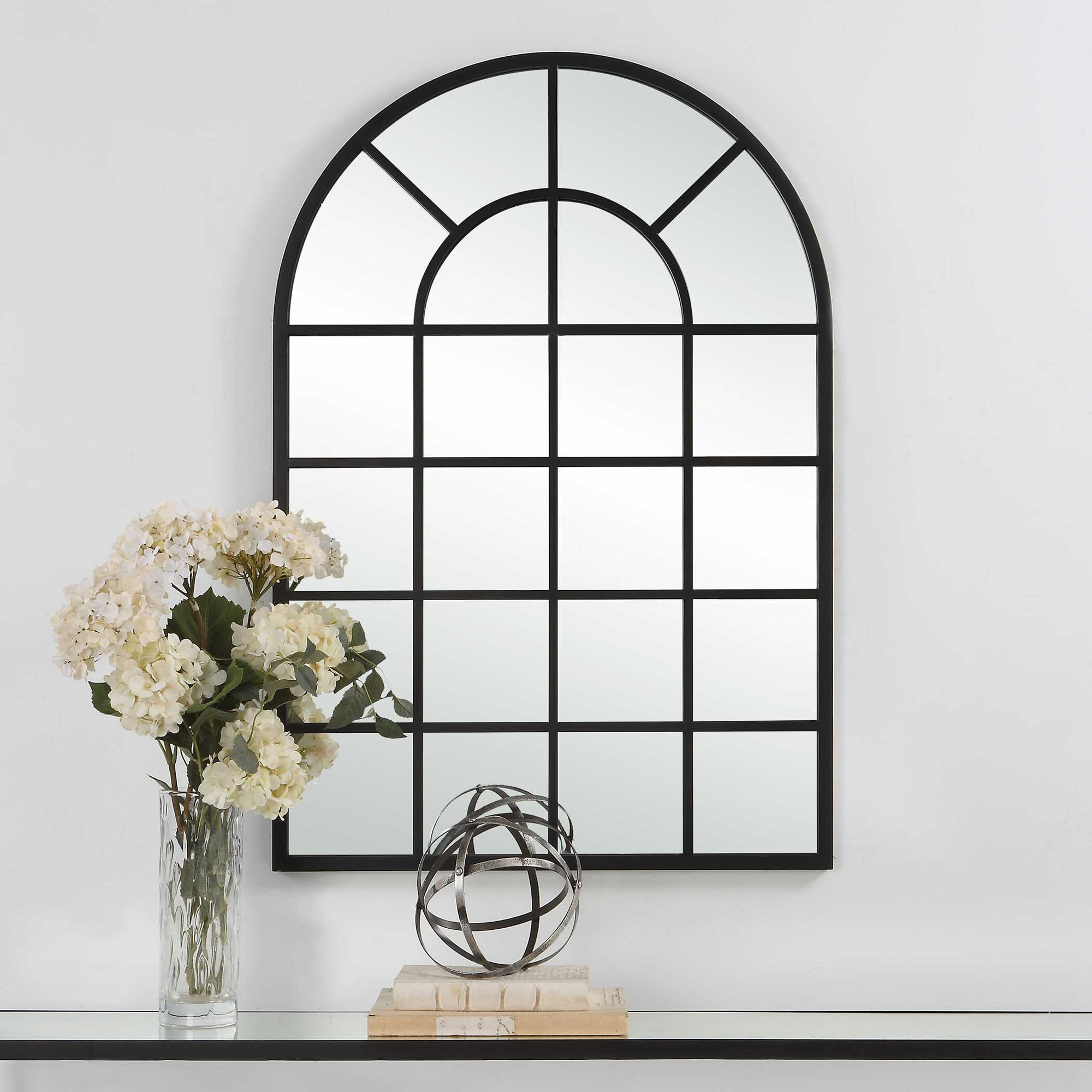 Dellrey Arch Wall Mirror, Black, 44" x 30.13", Arch