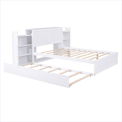 Storage Platform Bed With Pull Out Shelves And Twin Size Trundle