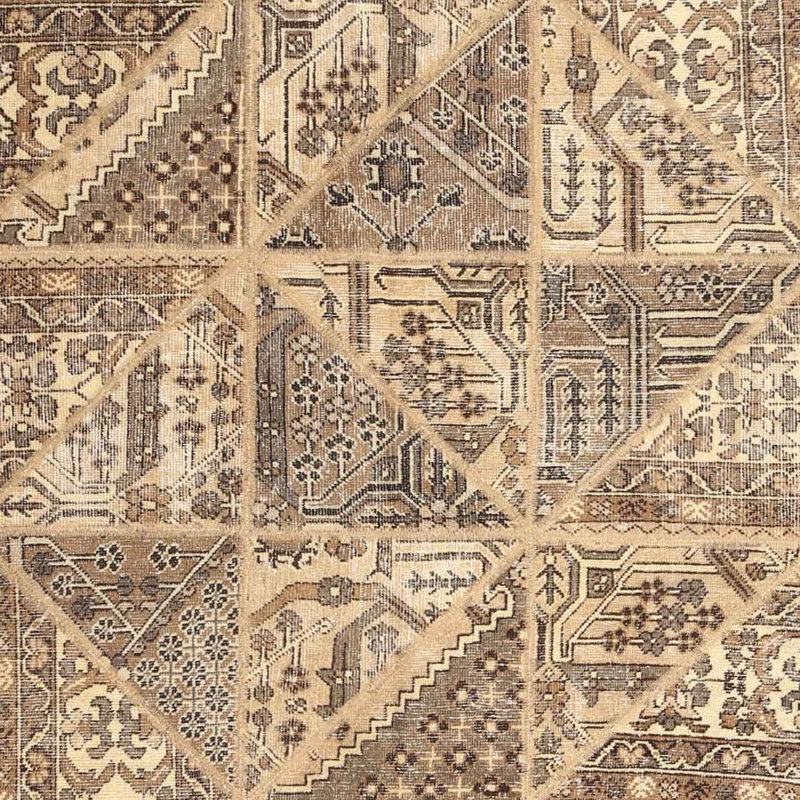 Tapis contemporain beige / brun clair, Carré 6 pi x 6 pi