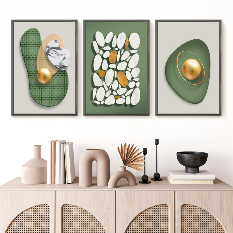 Abstrait moderne - ensemble de 3 reproductions de photos sur toile, H 16 po x l 36 po x P 1,5 po, Noir