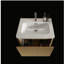 Table de maquillage de 24 po en chêne naturel rayé avec bol en céramique blanche, table de maquillage murale en porte-à-faux moderne pré-assemblée-2041902869-2041902870