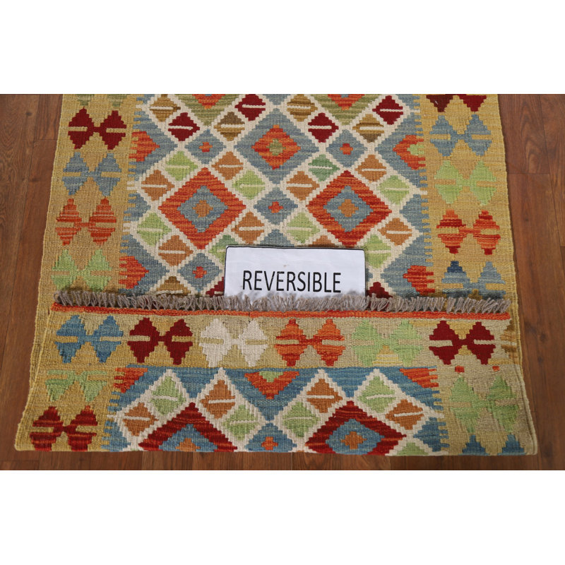 South Western Kilim Reversible Wool Rug 3x4