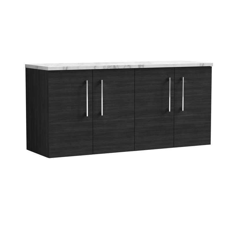 Arno 47.44cm Double Bathroom Vanity Base Only, Charcoal Black Woodgrain