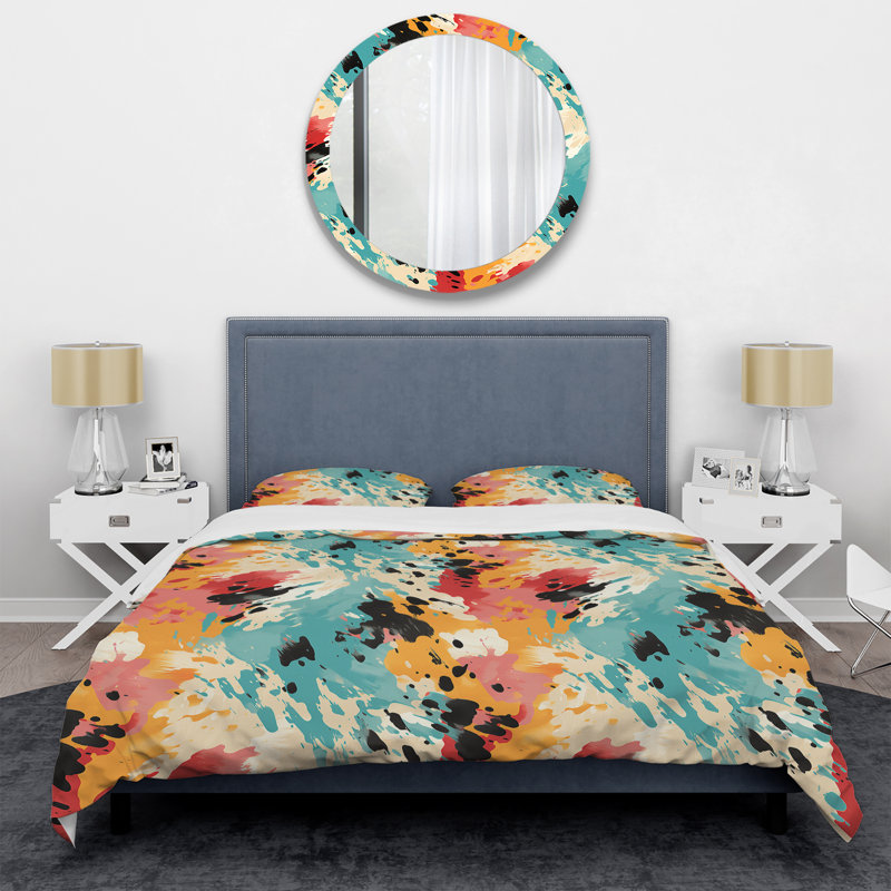 Ensemble de housse de couette multicolore Feather Fury IV, Housse de couette pour grand lit et 2 taies décor